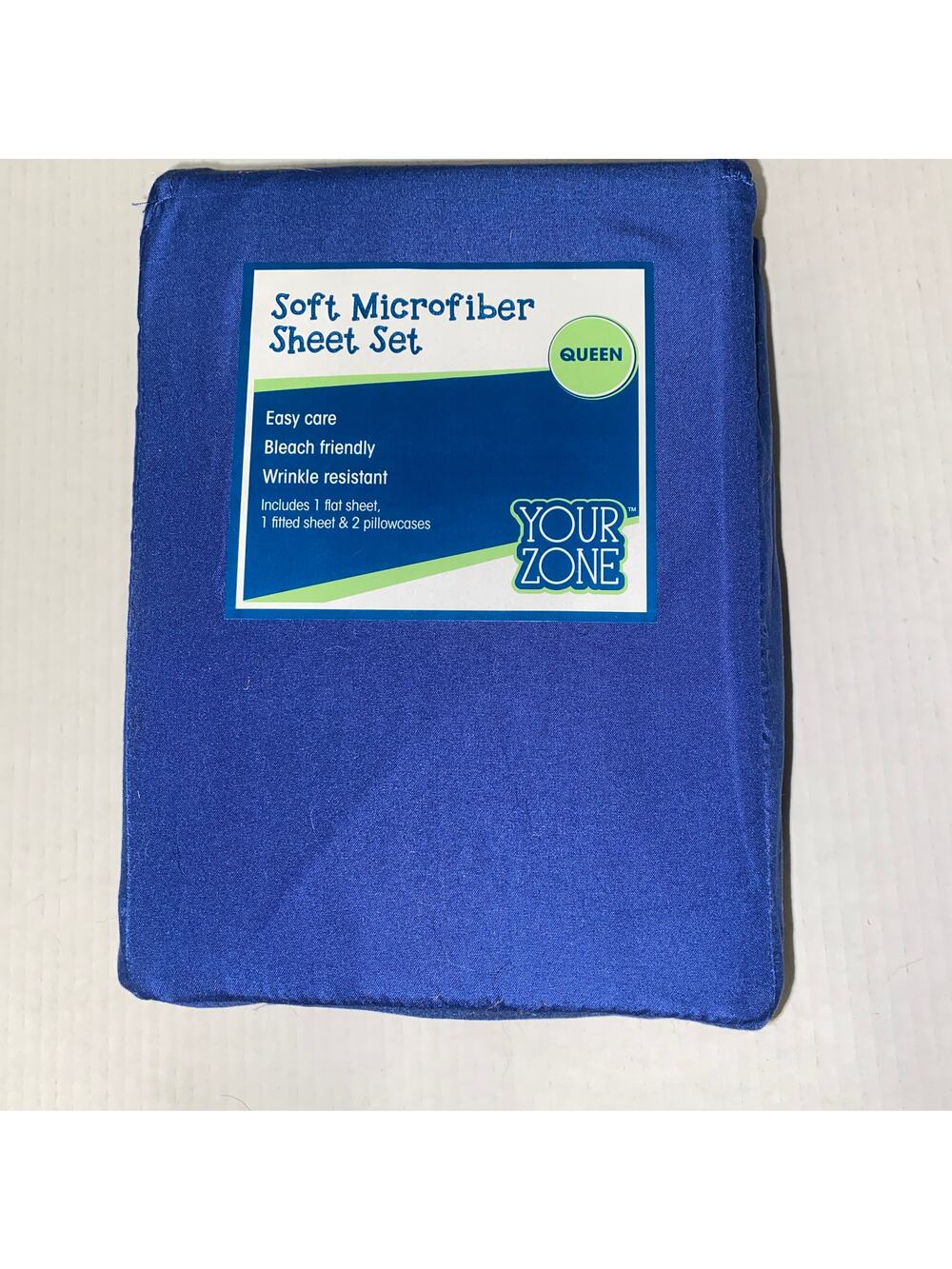 NWT New QUEEN Your Zone Stadium Blue 4-Piece Soft Microfiber Sheet Set